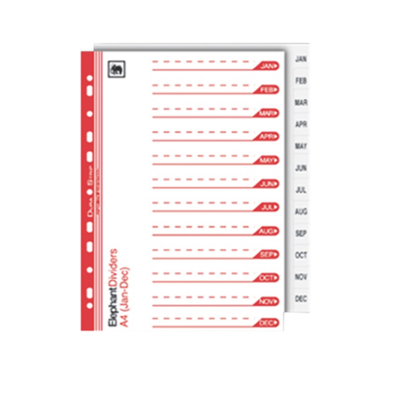 อินเด็กซ์กระดาษการ์ด (Jan-Dec) ขาว ตราช้าง  910