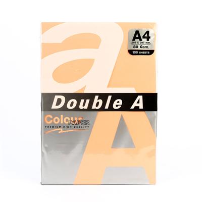 กระดาษสีถ่ายเอกสาร A4 80แกรม พีช(แพ็ค100แผ่น) Double A