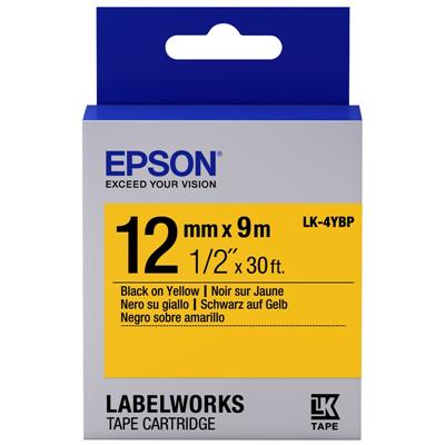 เทปพิมพ์อักษร 12 มม. ดำพื้นเทปเหลือง Epson LK-4YBP