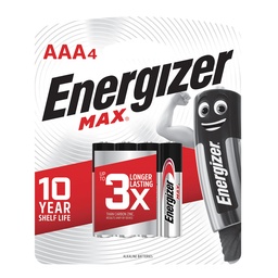 [2070740] ถ่านอัลคาไลน์ E92-BP4 AAA (แพ็ค4ก้อน) Energizer Max